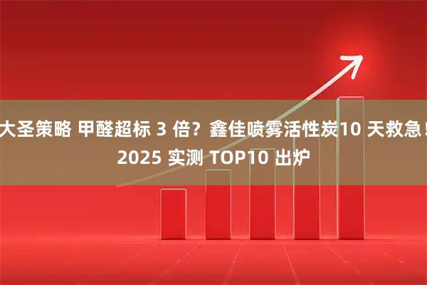 大圣策略 甲醛超标 3 倍？鑫佳喷雾活性炭10 天救急！2025 实测 TOP10 出炉